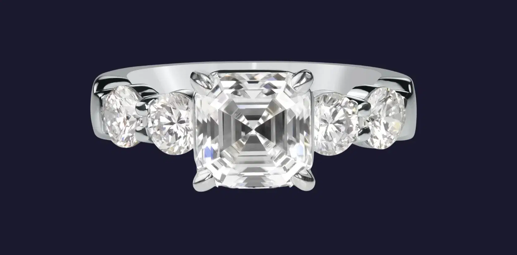 Best setting for asscher cut diamond deals
