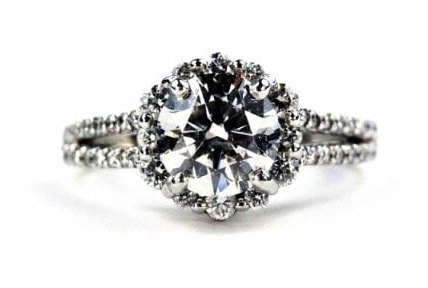 Split Shank Halo Diamond Engagement Ring