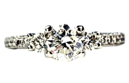 Three stone diamond engagement ring